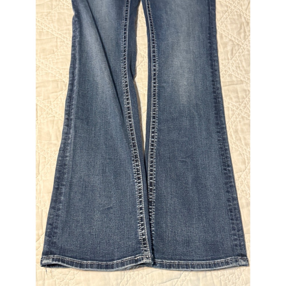 Grace in LA Boot Cut Jeans Womens 29 Blue Embroidered Sequin Flap Pocket Denim - Picture 5 of 10